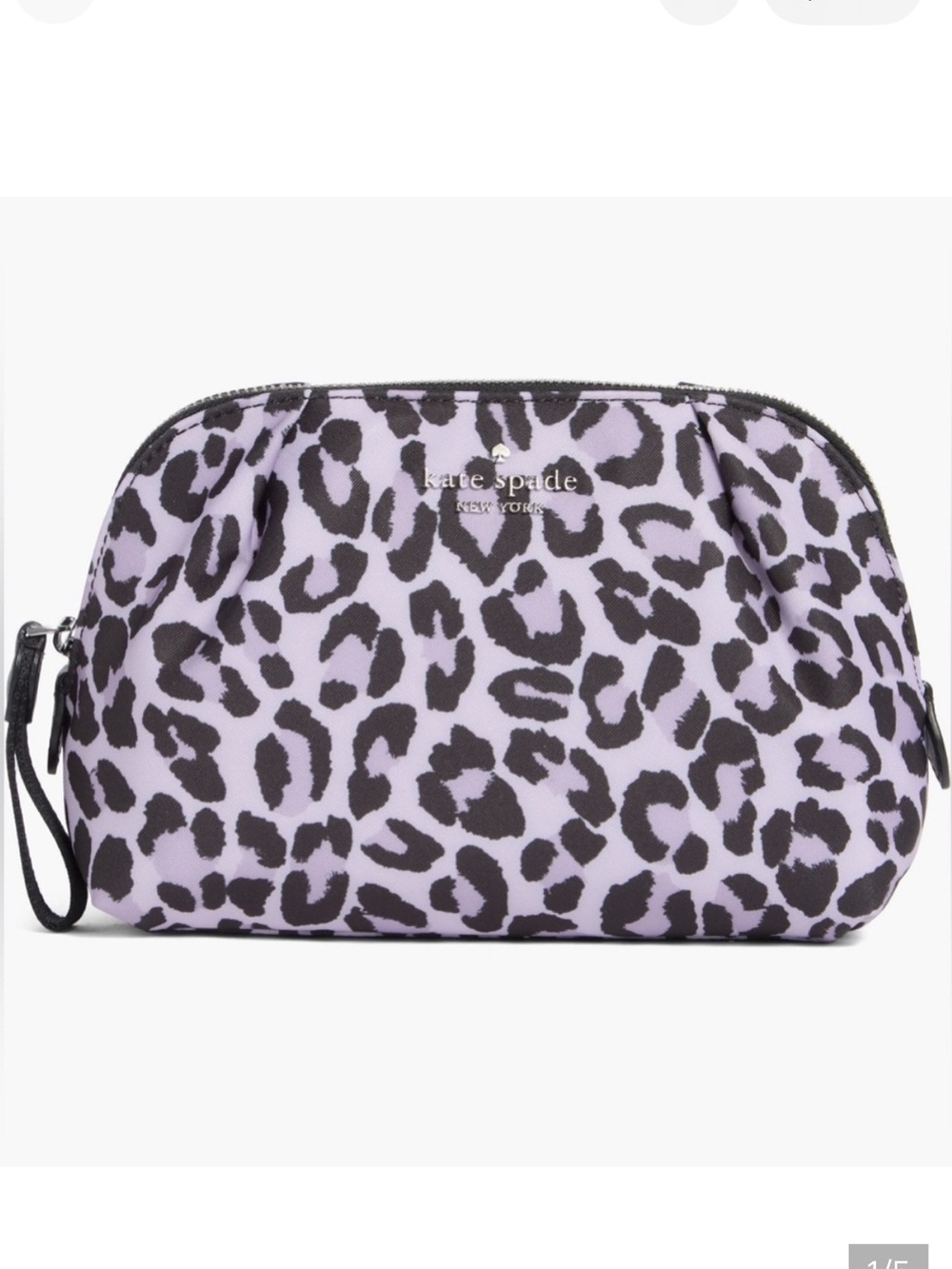 kate spade NWT Chelsea Leopard Print purple and Black violet mist Cosmetic Pouch